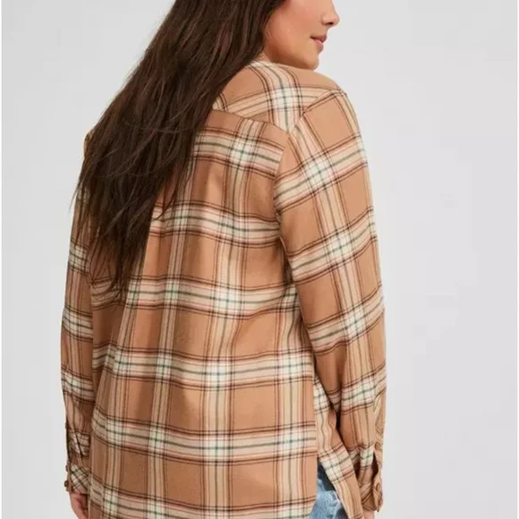 Torrid Tan Plaid Shirt New With Tags - Picture 3 of 8